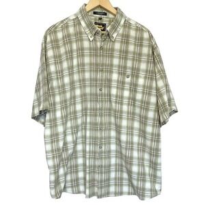 Work Sport Cotton Camp Shirt Mens 2X Short Sleeve Plaid Casual Breathable Rugged